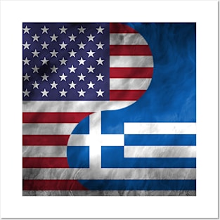 USA Greece Dual Yin Yang Flag Posters and Art